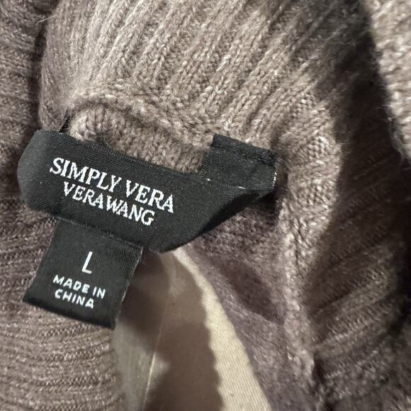 Simply Vera Wang Brown Cable Ribbed Knit Wrap Turtleneck Pullover Sweater Large - Picture 4 of 7